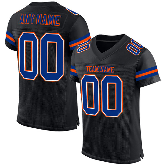 Custom Black Royal-Orange Mesh Authentic Football Jersey - Sky-Custom