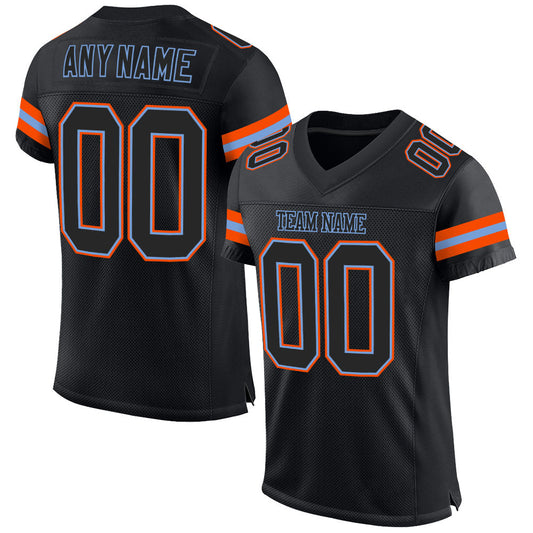 Custom Black Black-Orange Mesh Authentic Football Jersey - Sky-Custom