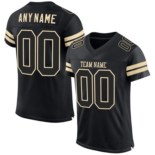 Custom Black Black-Cream Mesh Authentic Football Jersey - Sky-Custom