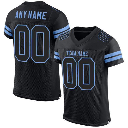 Custom Black Black-Light Blue Mesh Authentic Football Jersey - Sky-Custom
