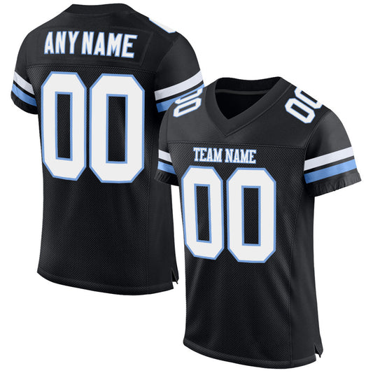 Custom Black White-Light Blue Mesh Authentic Football Jersey - Sky-Custom