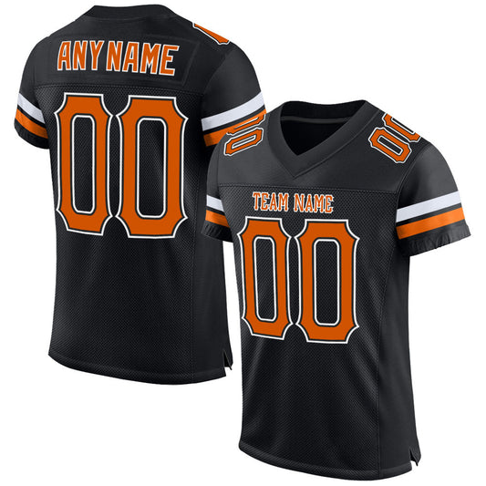 Custom Black Texas Orange-White Mesh Authentic Football Jersey - Sky-Custom