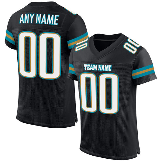 Custom Black White-Teal Mesh Authentic Football Jersey - Sky-Custom
