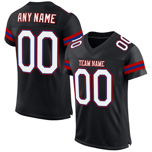 Custom Black White-Red Mesh Authentic Football Jersey - Sky-Custom