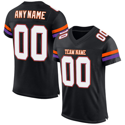 Custom Black White-Orange Mesh Authentic Football Jersey - Sky-Custom