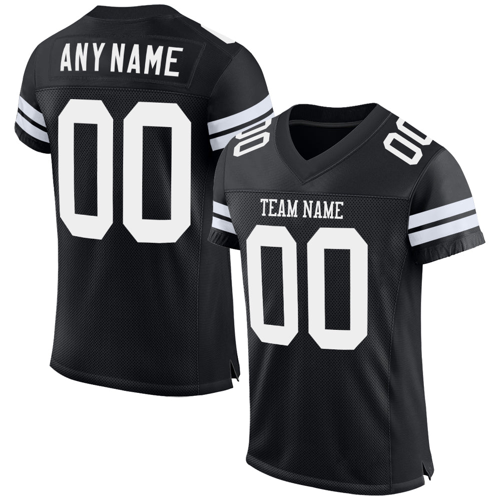 Custom Black White Mesh Authentic Football Jersey - Sky-Custom