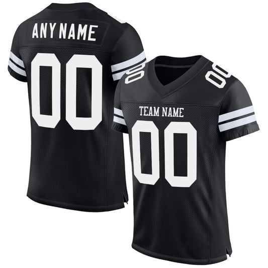 Custom Black White Mesh Authentic Football Jersey - Sky-Custom