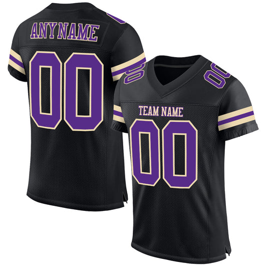 Custom Black Purple-Cream Mesh Authentic Football Jersey - Sky-Custom