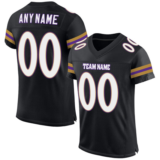 Custom Black White-Purple Mesh Authentic Football Jersey - Sky-Custom
