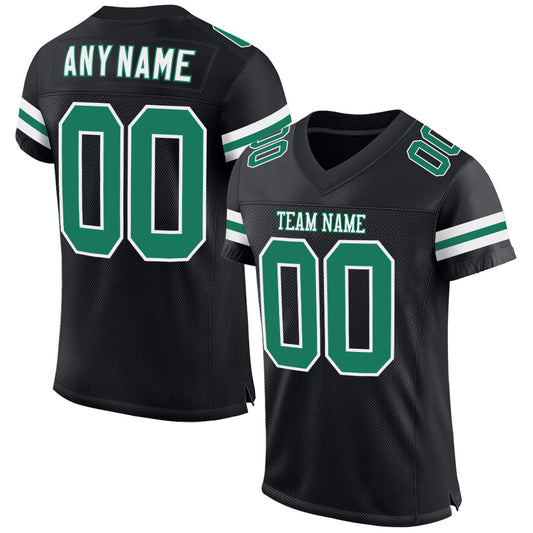 Custom Black Kelly Green-White Mesh Authentic Football Jersey - Sky-Custom