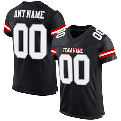 Custom Black White-Gray Mesh Authentic Football Jersey - Sky-Custom