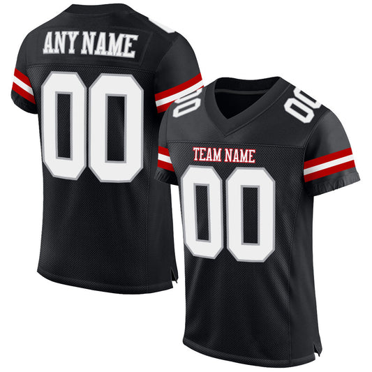 Custom Black White-Gray Mesh Authentic Football Jersey - Sky-Custom