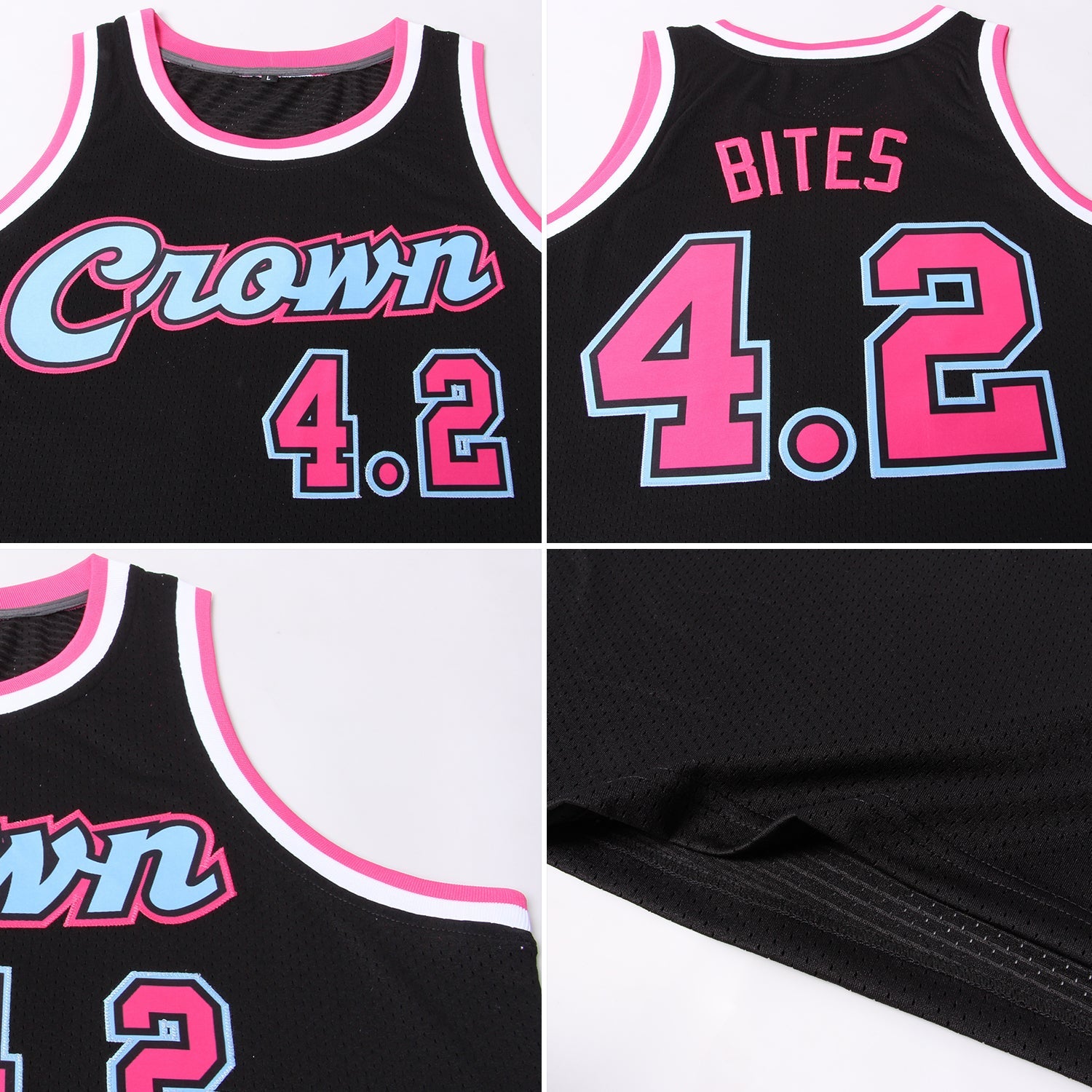 Custom Black Pink-Light Blue Authentic Throwback Basketball Jersey - Sky-Custom