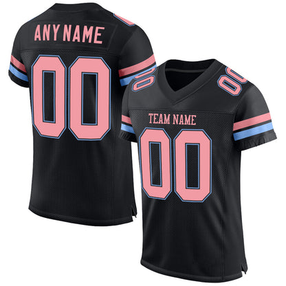 Custom Black Medium Pink-Light Blue Mesh Authentic Football Jersey - Sky-Custom