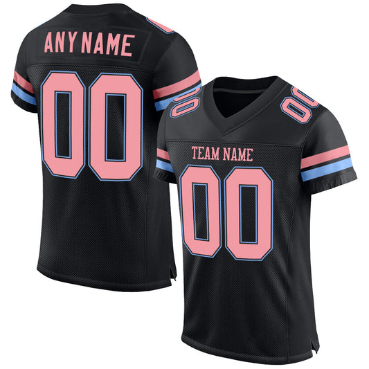 Custom Black Medium Pink-Light Blue Mesh Authentic Football Jersey - Sky-Custom