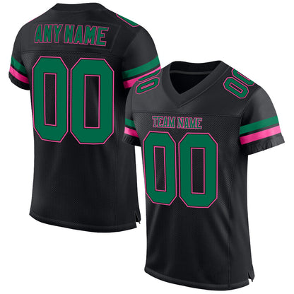 Custom Black Kelly Green-Pink Mesh Authentic Football Jersey - Sky-Custom