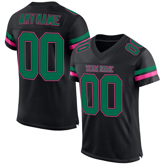 Custom Black Kelly Green-Pink Mesh Authentic Football Jersey - Sky-Custom