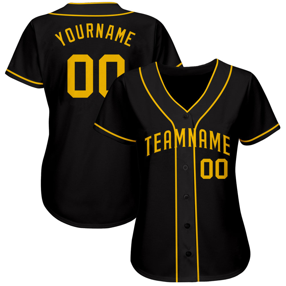 Custom Black Gold Authentic Baseball Jersey - Sky-Custom