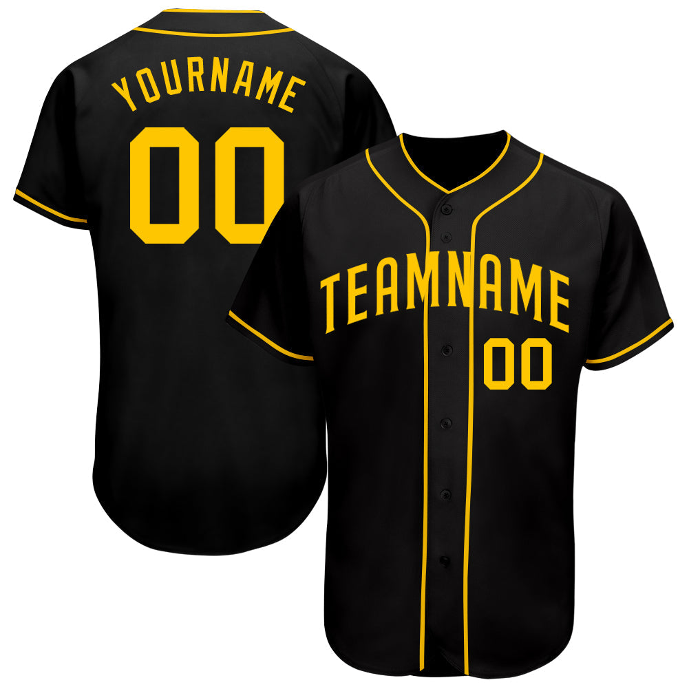 Custom Black Gold Authentic Baseball Jersey - Sky-Custom
