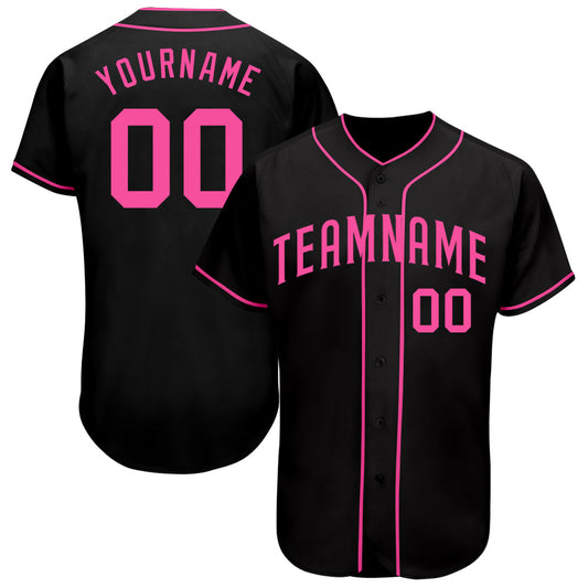 Custom Black Pink Authentic Baseball Jersey - Sky-Custom
