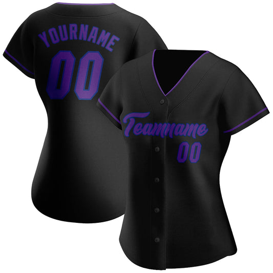 Custom Black Purple-Royal Authentic Baseball Jersey - Sky-Custom