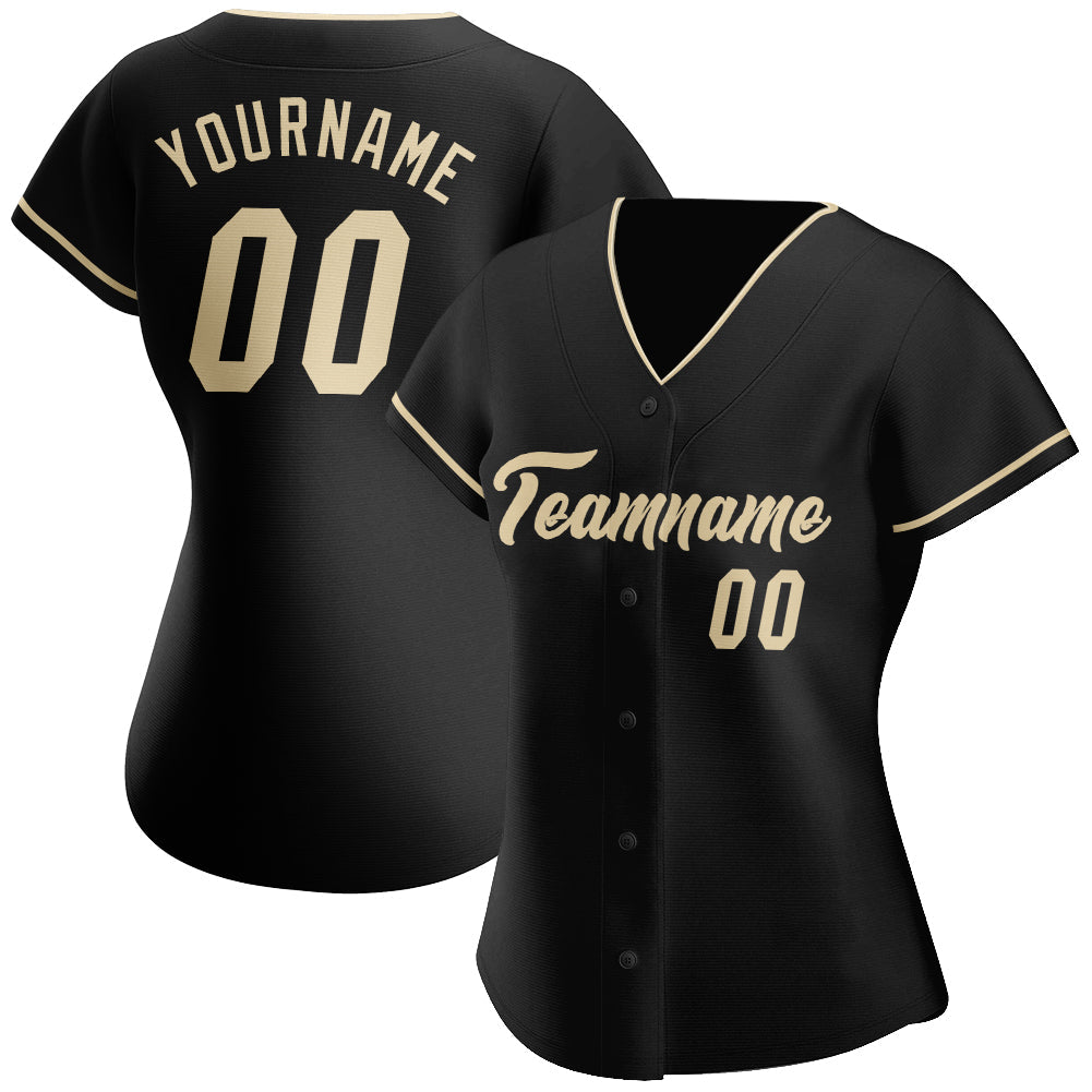 Custom Black Cream Authentic Baseball Jersey - Sky-Custom