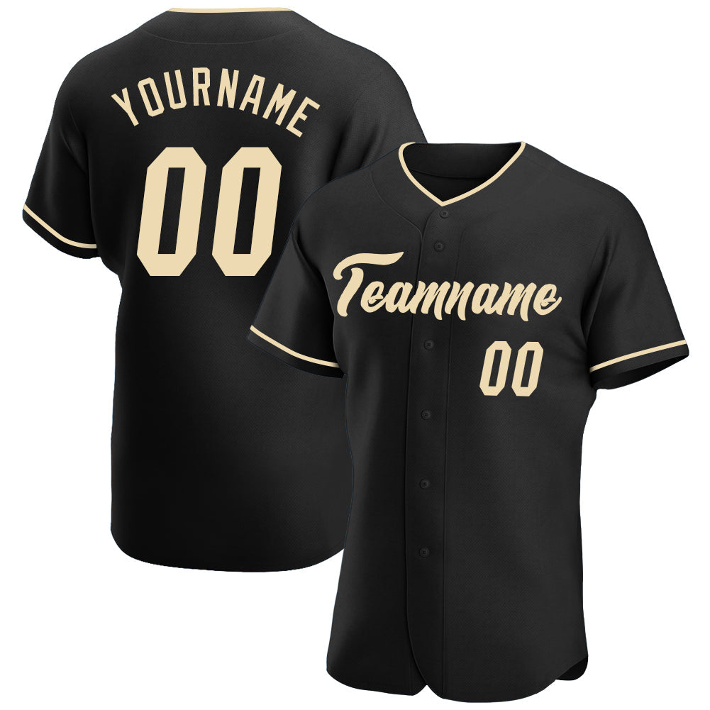 Custom Black Cream Authentic Baseball Jersey - Sky-Custom