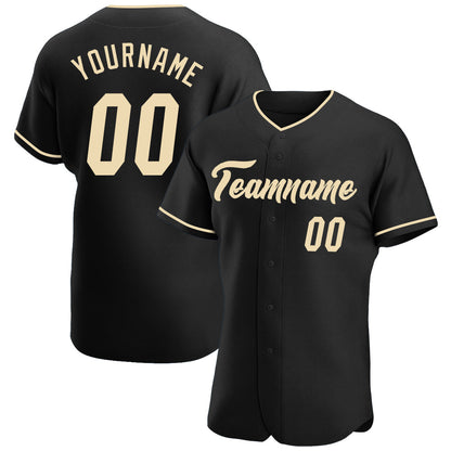 Custom Black Cream Authentic Baseball Jersey - Sky-Custom