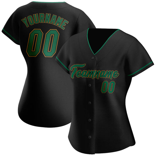 Custom Black Kelly Green-Old Gold Authentic Baseball Jersey - Sky-Custom