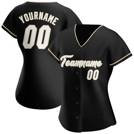 Custom Black White-Cream Authentic Baseball Jersey - Sky-Custom