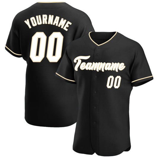 Custom Black White-Cream Authentic Baseball Jersey - Sky-Custom