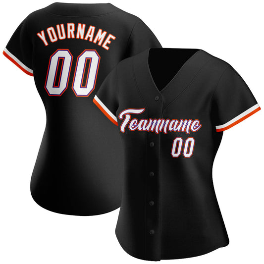 Custom Black White-Orange Authentic Baseball Jersey - Sky-Custom