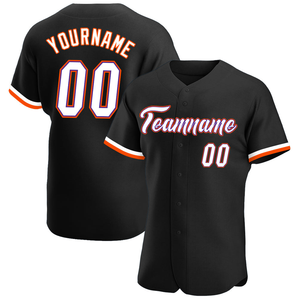 Custom Black White-Orange Authentic Baseball Jersey - Sky-Custom