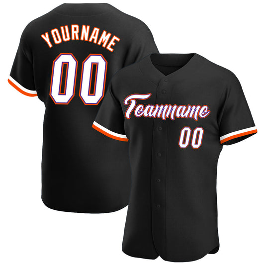 Custom Black White-Orange Authentic Baseball Jersey - Sky-Custom