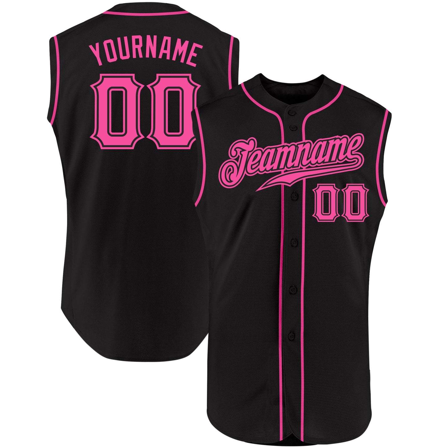 Custom Black Pink Authentic Sleeveless Baseball Jersey - Sky-Custom
