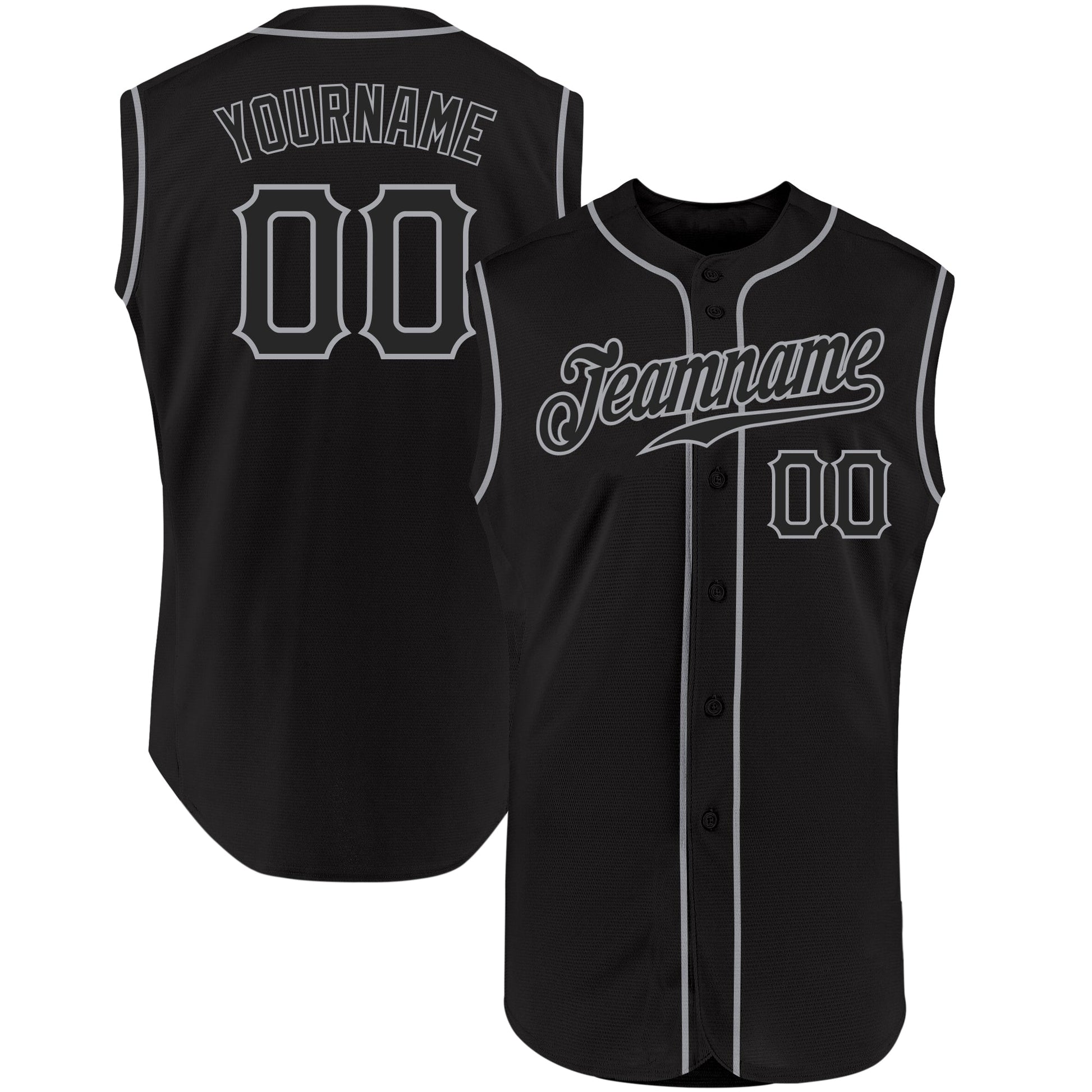Custom Black Black-Gray Authentic Sleeveless Baseball Jersey - Sky-Custom