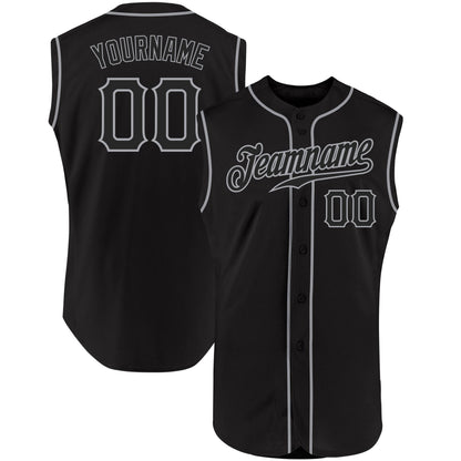 Custom Black Black-Gray Authentic Sleeveless Baseball Jersey - Sky-Custom