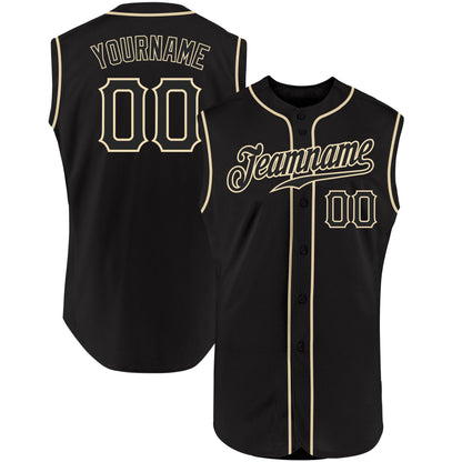 Custom Black Black-Cream Authentic Sleeveless Baseball Jersey - Sky-Custom