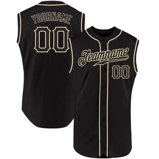 Custom Black Black-Cream Authentic Sleeveless Baseball Jersey - Sky-Custom