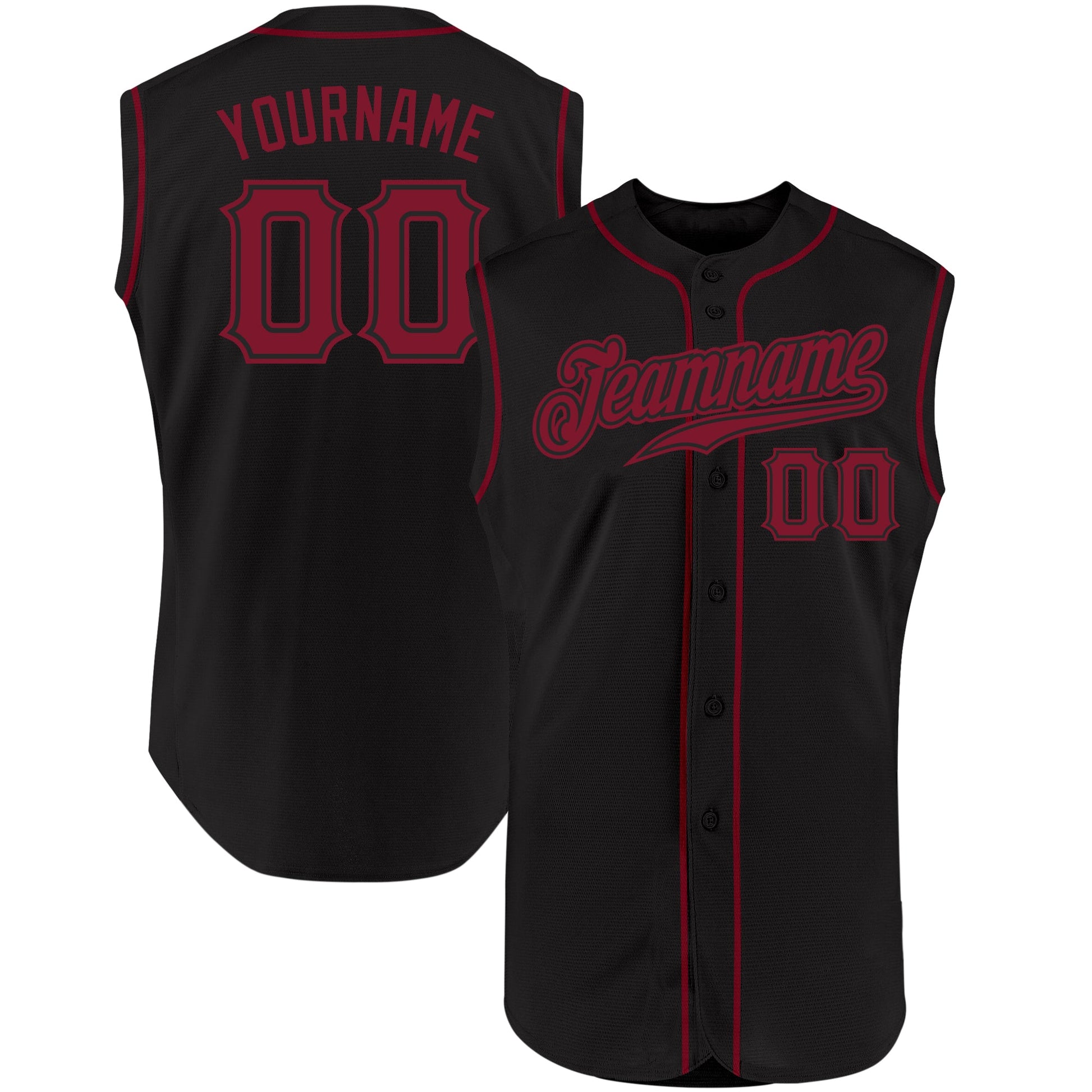 Custom Black Crimson Authentic Sleeveless Baseball Jersey - Sky-Custom