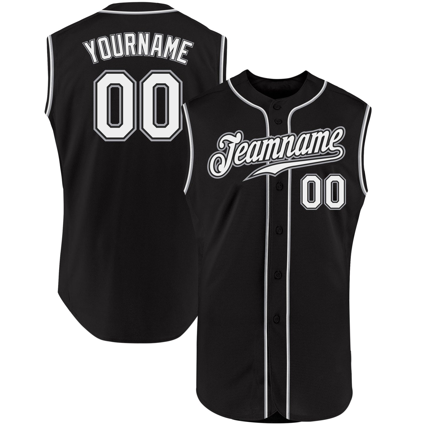Custom Black White-Gray Authentic Sleeveless Baseball Jersey - Sky-Custom