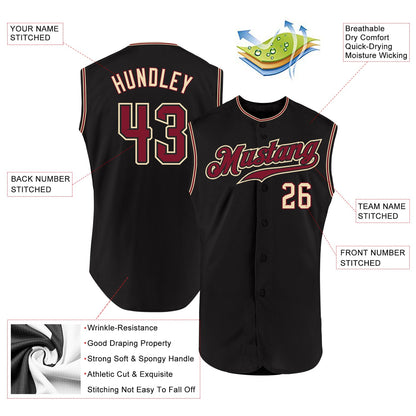 Custom Black Crimson-City Cream Authentic Sleeveless Baseball Jersey - Sky-Custom