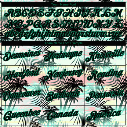 Custom Black Black-Kelly Green 3D Pattern Tropical Hawaii Palm Leaves Authentic Basketball Jersey - Sky-Custom
