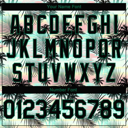 Custom Black Black-Kelly Green 3D Pattern Tropical Hawaii Palm Leaves Authentic Basketball Jersey - Sky-Custom