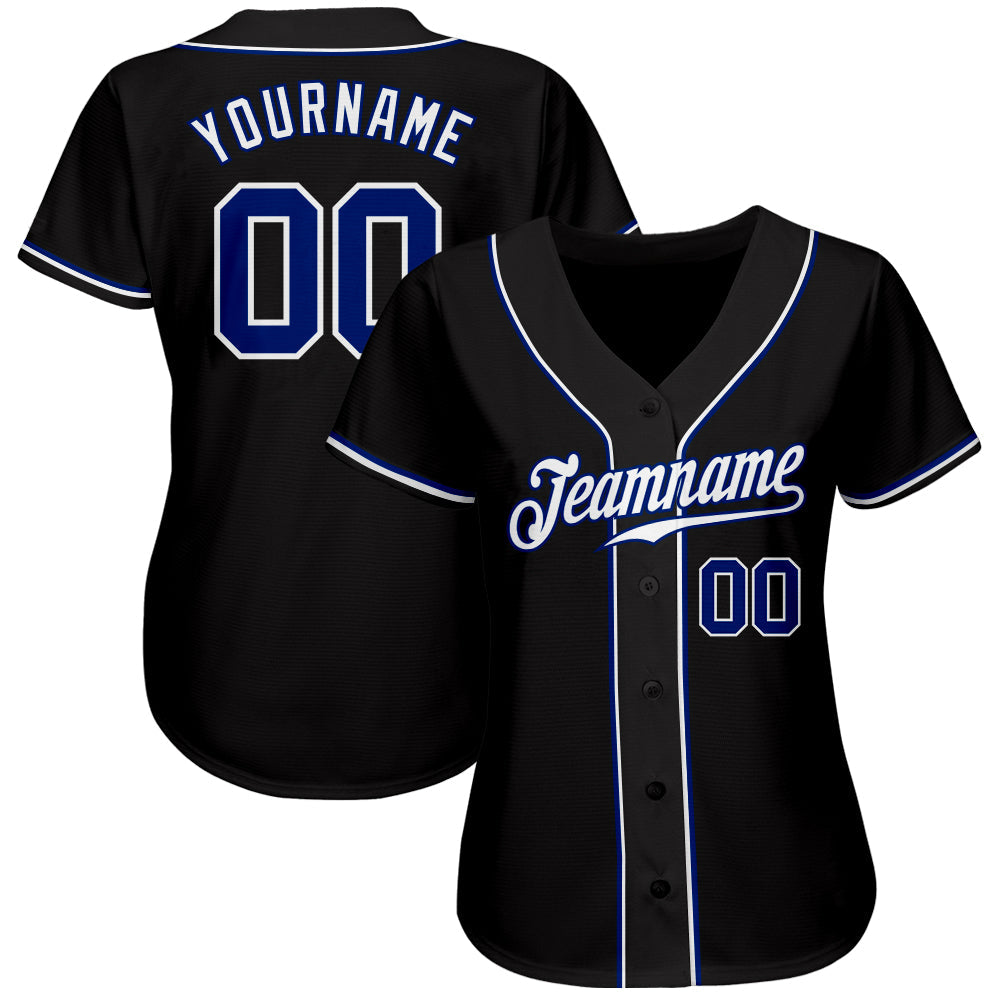 Custom Black Royal-White Authentic Baseball Jersey - Sky-Custom