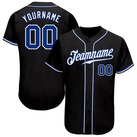 Custom Black Royal-White Authentic Baseball Jersey - Sky-Custom