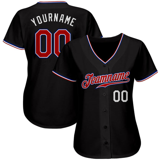 Custom Black Red-Royal Authentic Baseball Jersey - Sky-Custom