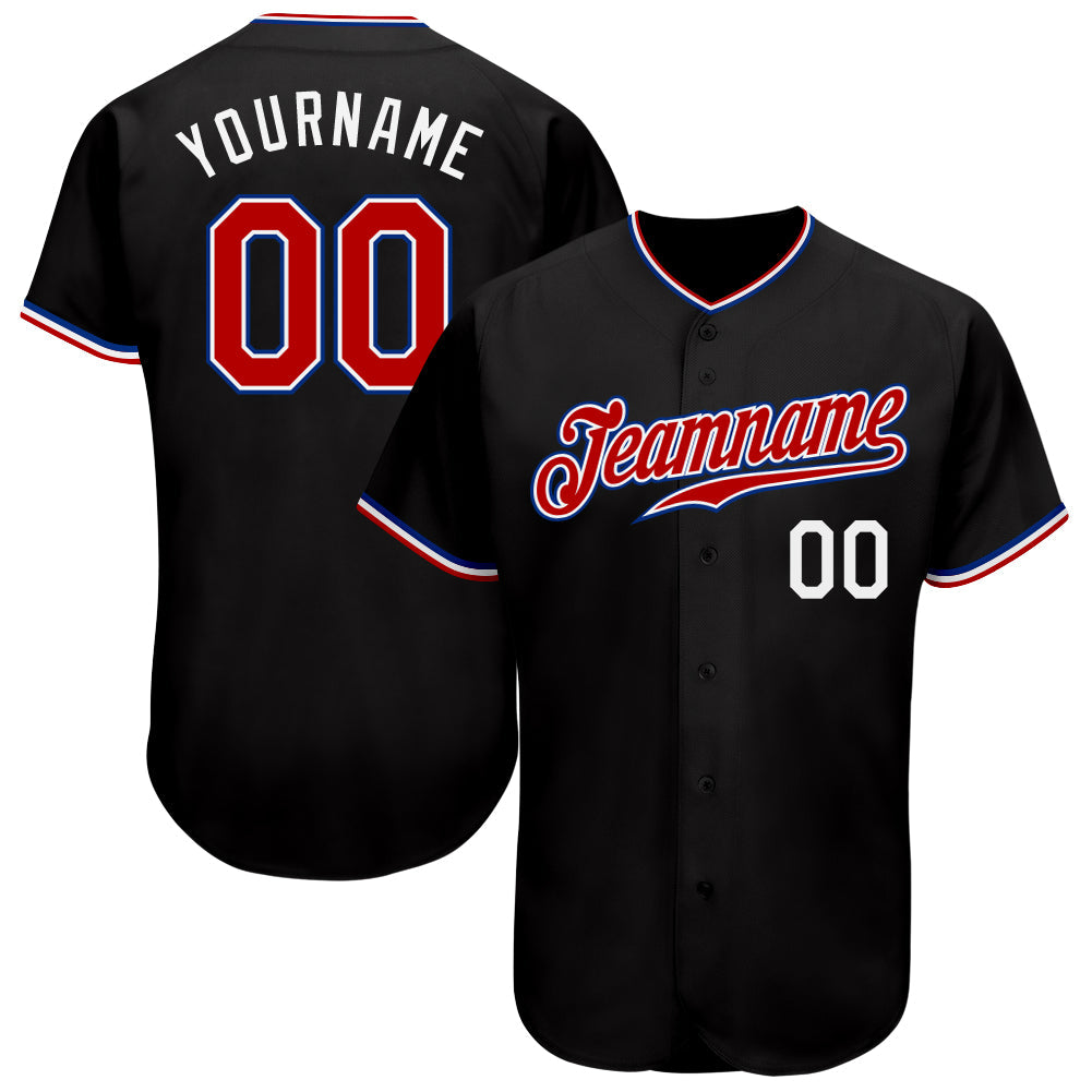 Custom Black Red-Royal Authentic Baseball Jersey - Sky-Custom