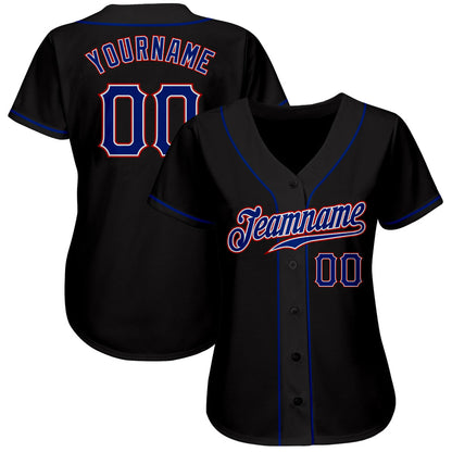 Custom Black Royal-Red Authentic Baseball Jersey - Sky-Custom