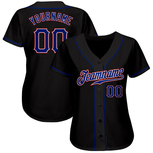 Custom Black Royal-Red Authentic Baseball Jersey - Sky-Custom